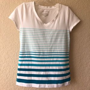 Ann Taylor teal stripped cotton tee